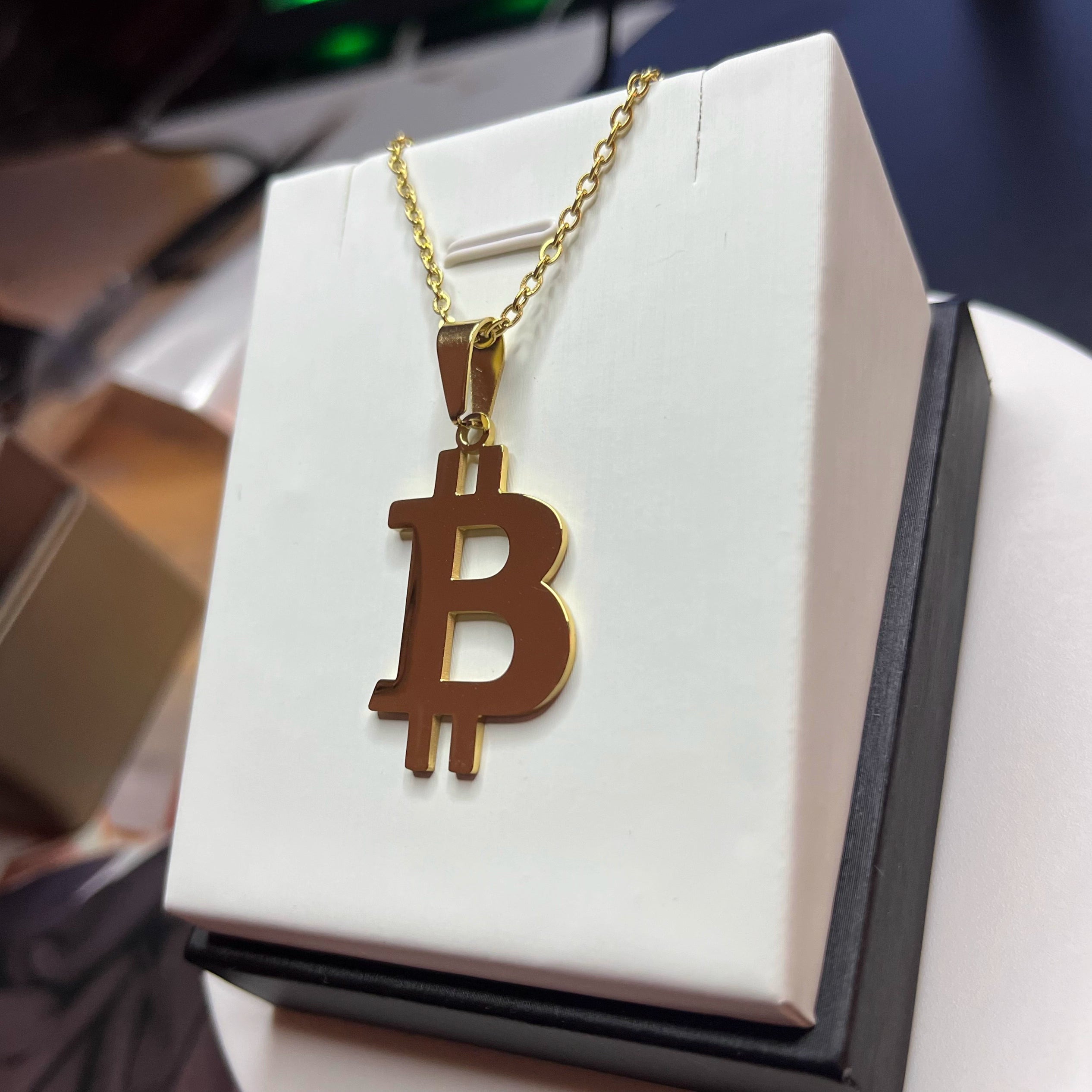 BTC necklace chain with letter B
