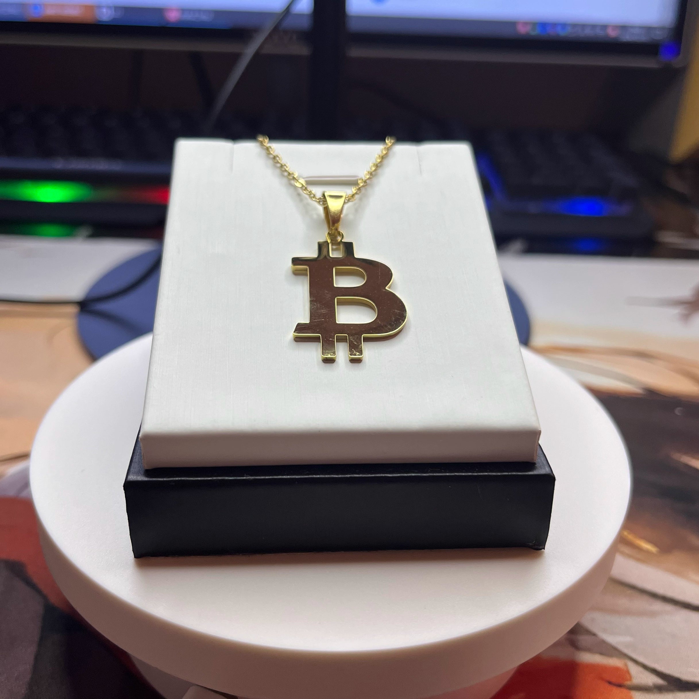 BTC necklace chain with letter B