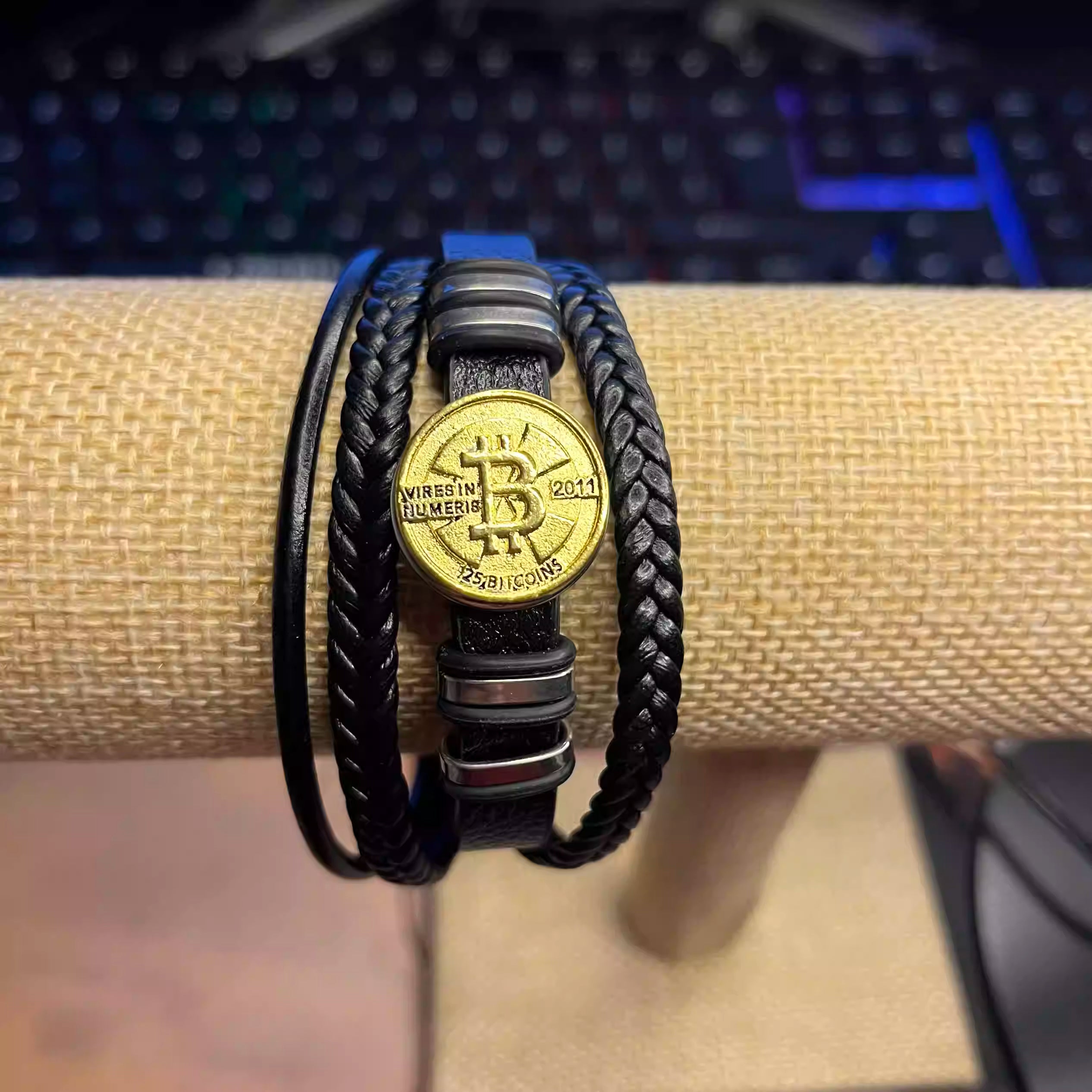 Golden Bitcoin bracelet