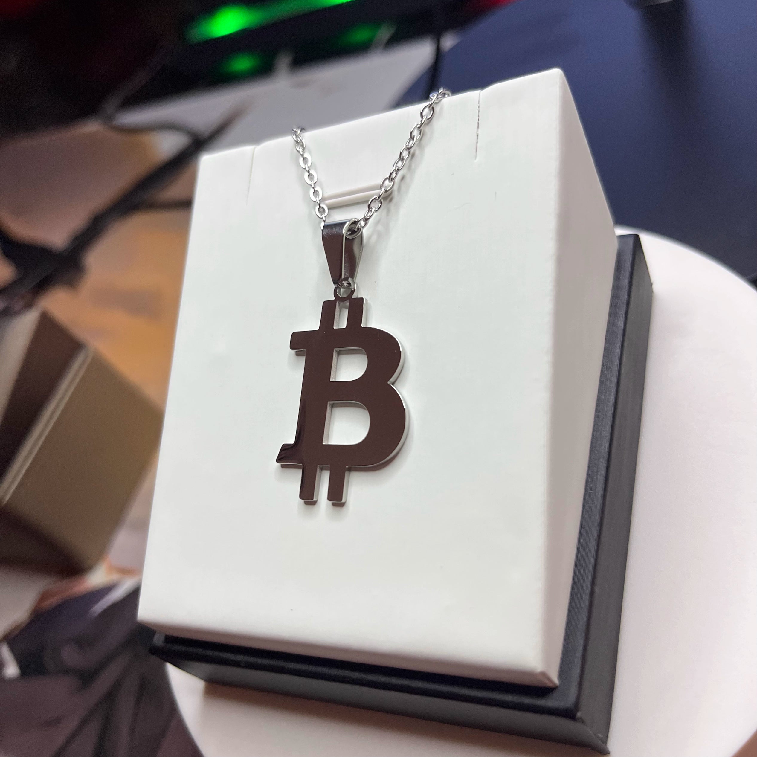 BTC necklace chain with letter B
