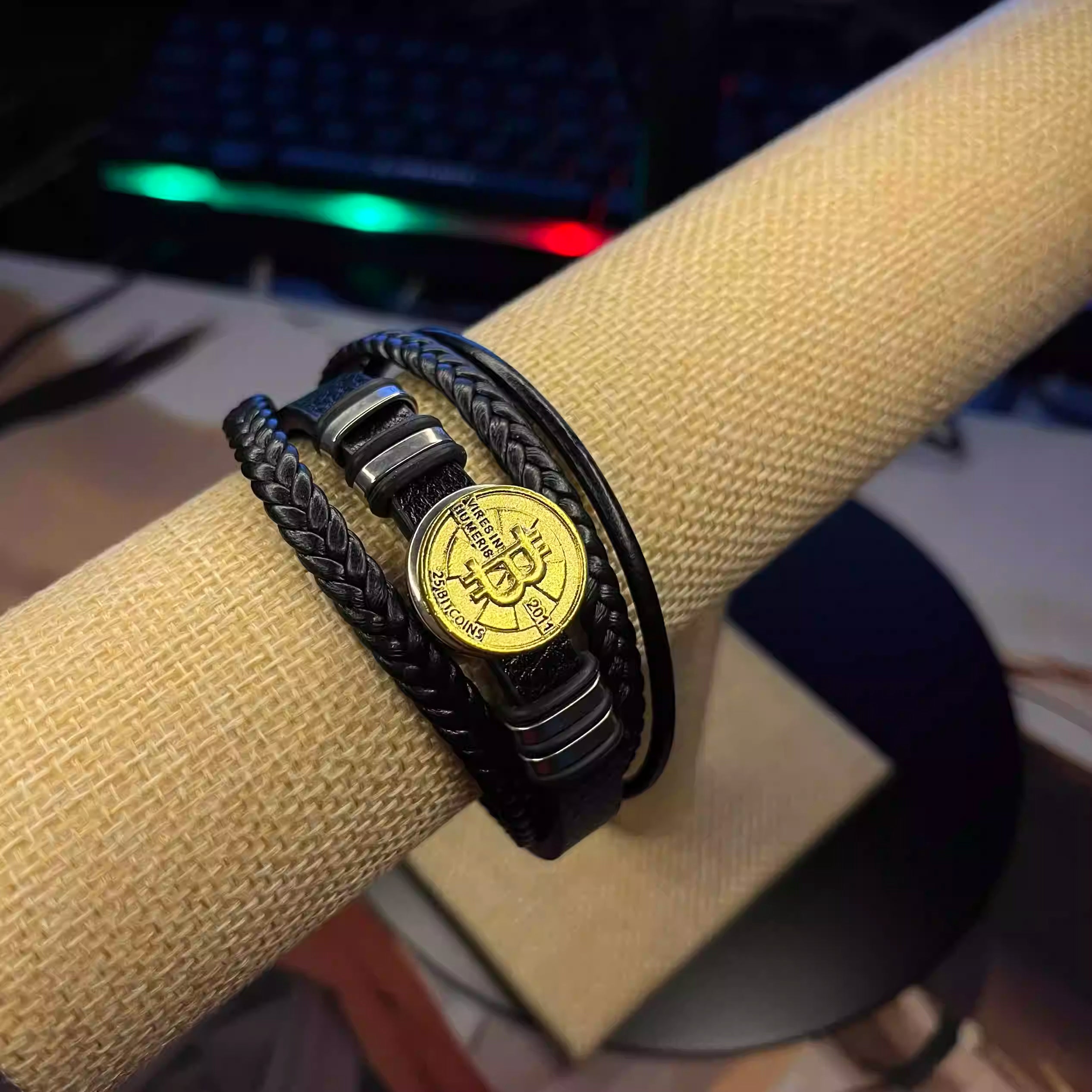 Golden Bitcoin bracelet