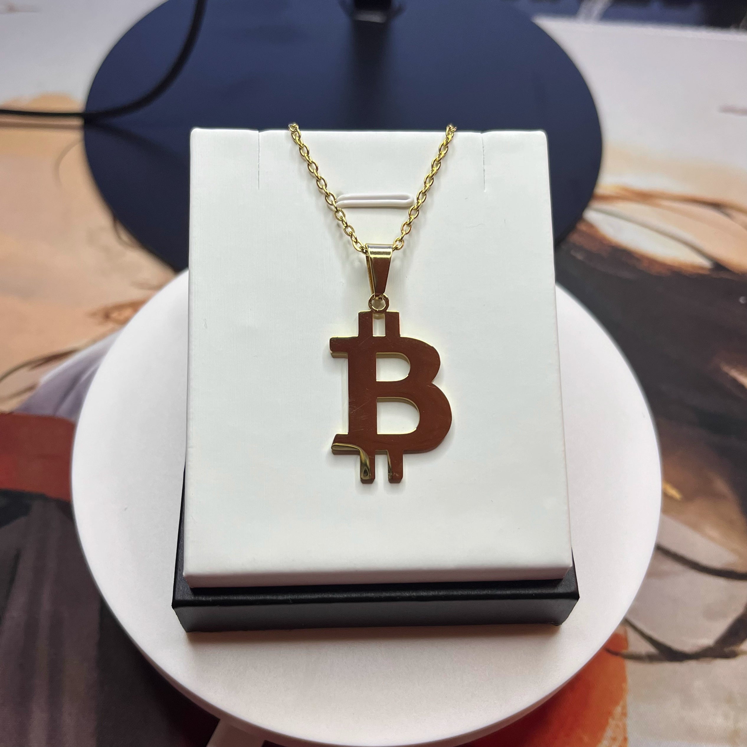 BTC necklace chain with letter B