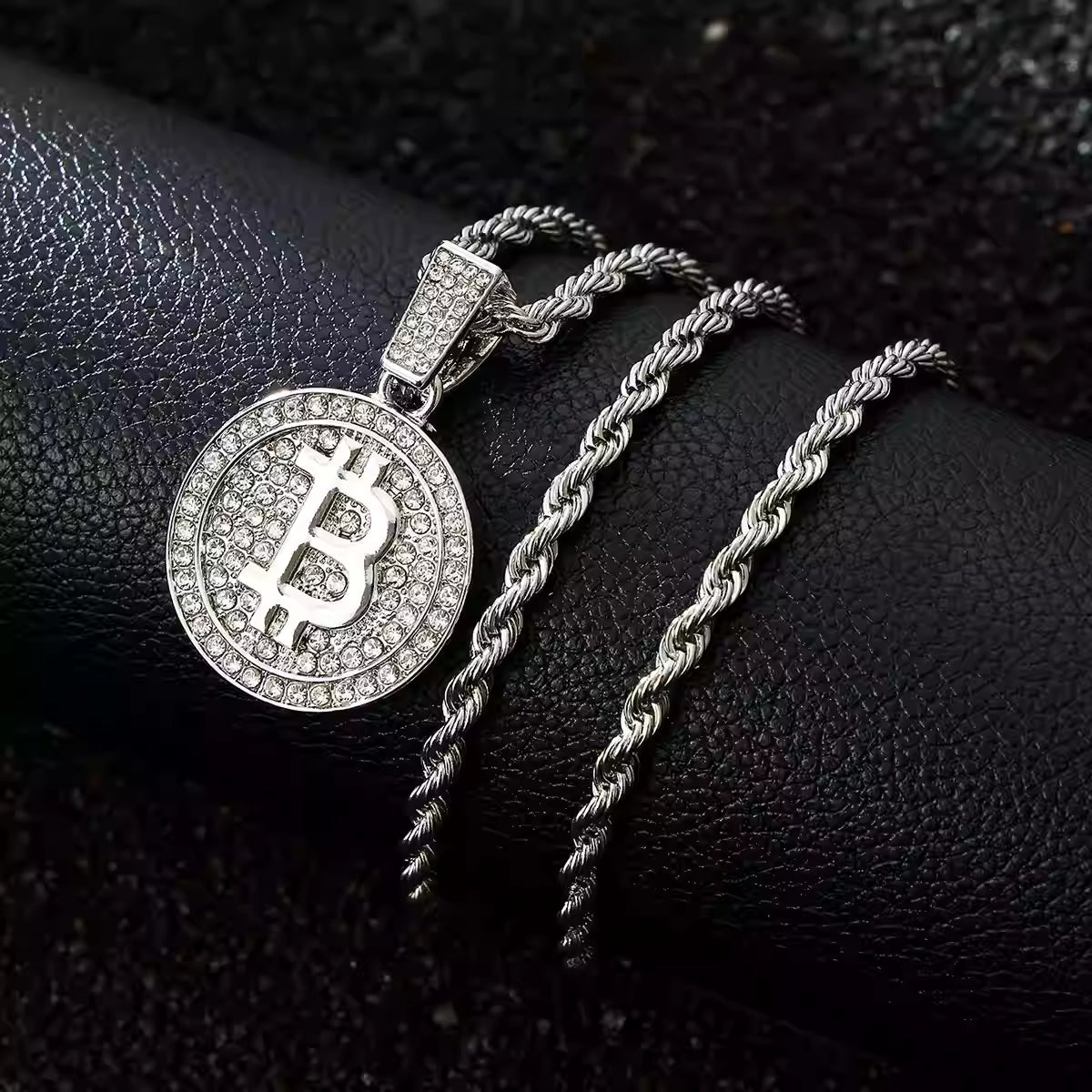 BTC Silver Crystal Necklace